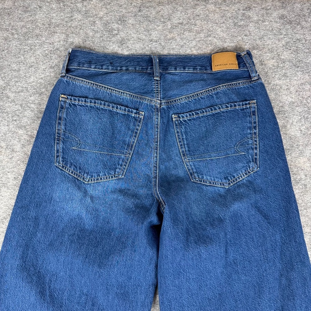 American Eagle Low Rise Ultra Wide Leg Denim Jeans 30" Cotton Blue Womens 4 - Picture 8 of 14